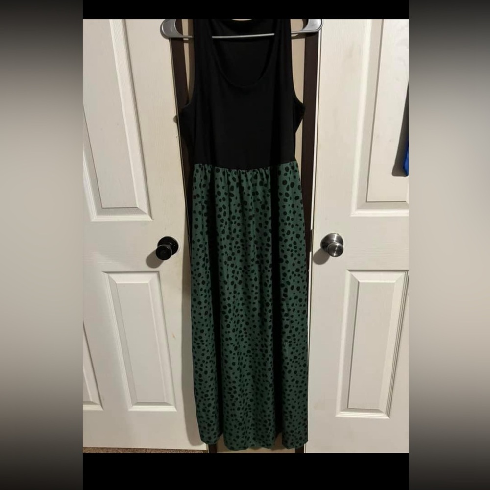 Green and black dress